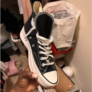 Black and white platform all star converse